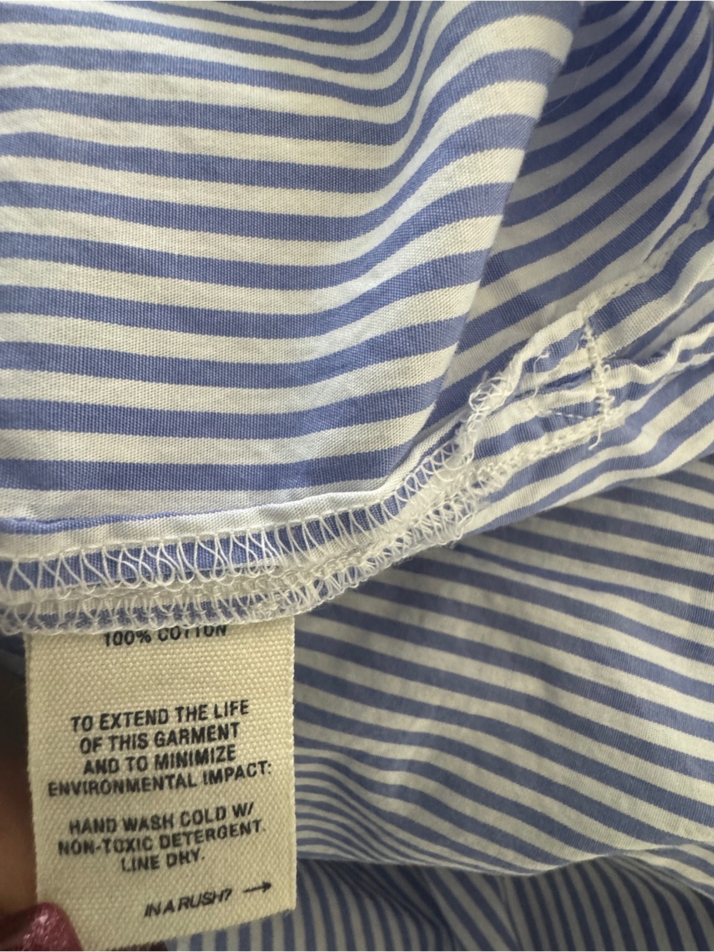 ALEX MILLS Blue and White Striped Shirt Dress size Large - Picture 10 of 11